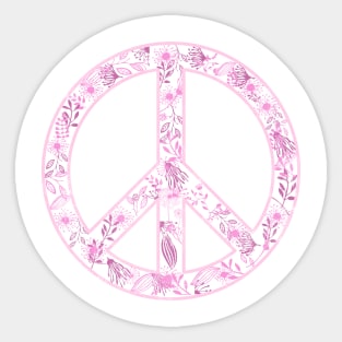 Vintage Girly Flower Peace Sign Sticker